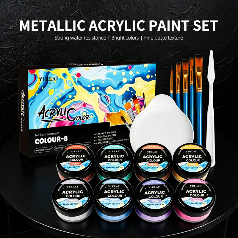 Metallic Paint Set - Zestaw 30 ml 8-kolorowych metalicznych farb