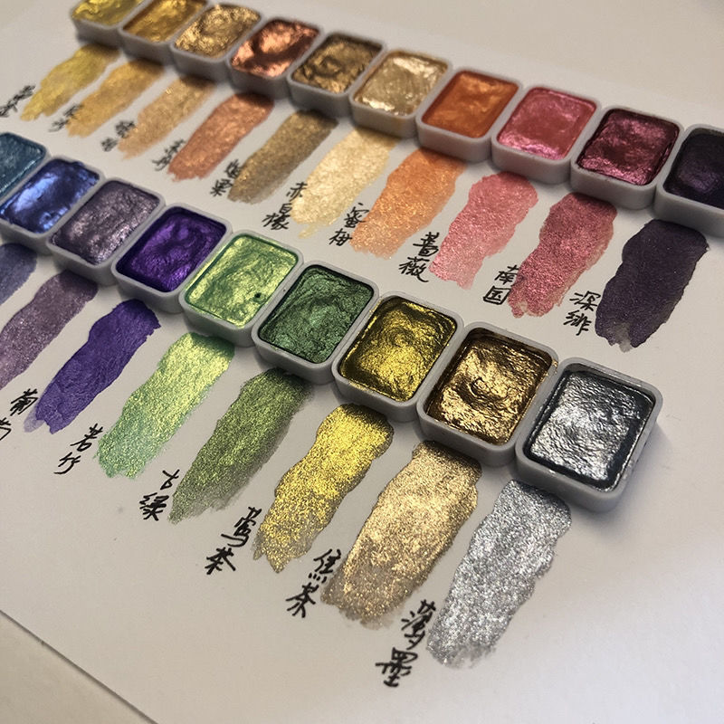 Metallic Paint Set - 10/20 kolorów perłowy zestaw farb akwarelowych
